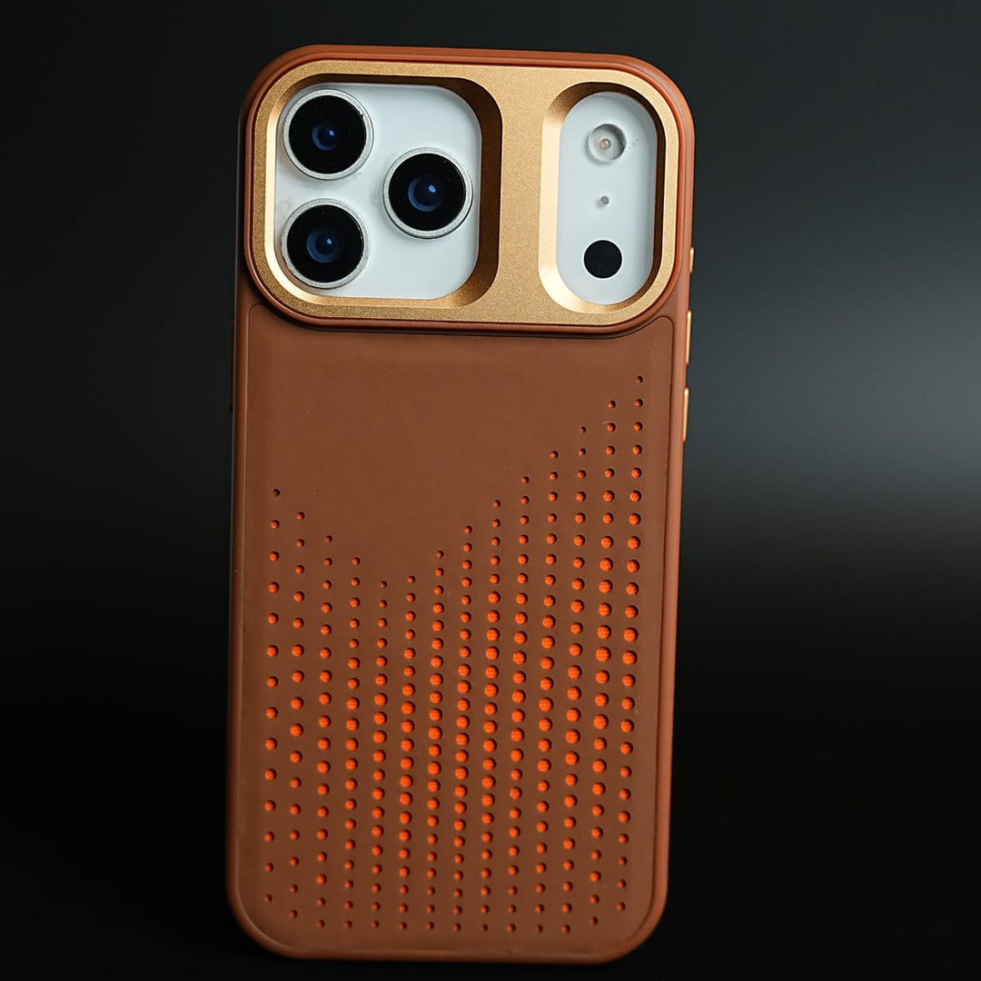 FRATO iPhone 17 Series 17 Pro Max / Brown iPhone 17 Series Premium Dot Design PU Leather MagSafe Case with Metal Camera Frame
