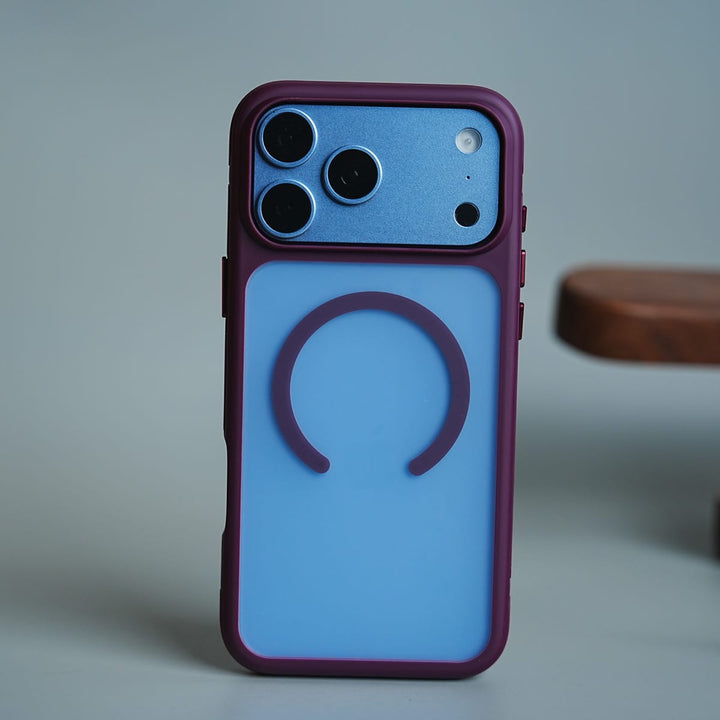 FRATO iPhone 17 Series 17 Pro Max / Burgundy Matte Frosted Magnetic Case for 17 Series | Raised Camera Frame Protective Cover