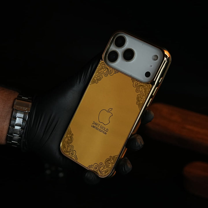FRATO iPhone 17 Series 17 Pro Max / Design 9 Premium Gold Mirror Case for iPhone 17 Series | Printed Design Cover