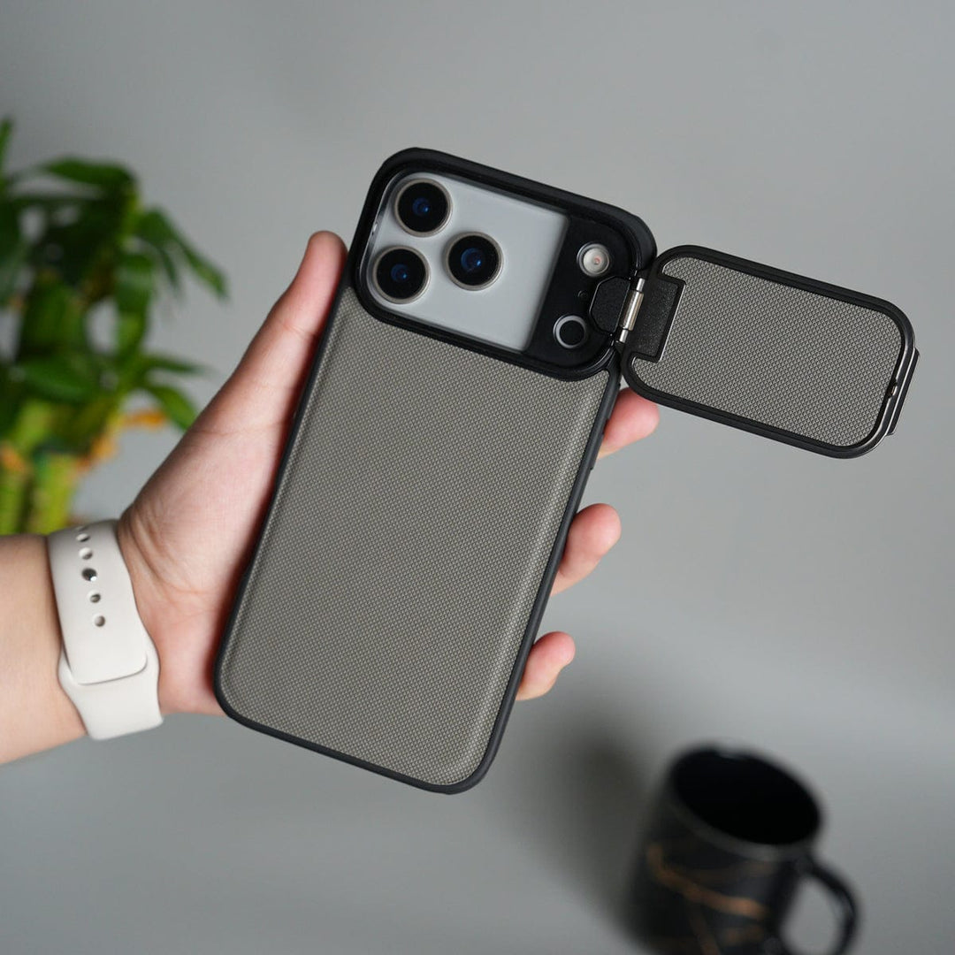 FRATO iPhone 17 Series 17 Pro Max / Gray iPhone 17 Series Metal Camera Cap Stand Case Cover