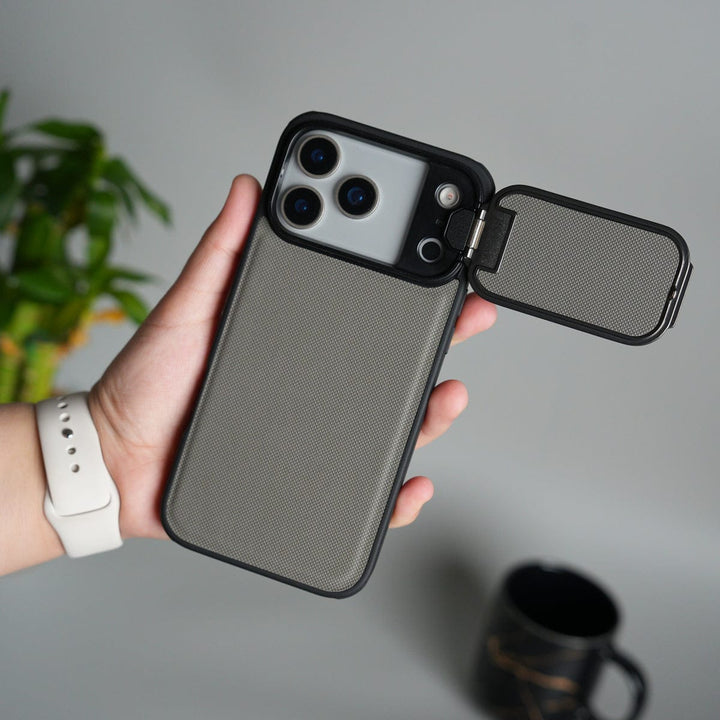 FRATO iPhone 17 Series 17 Pro Max / Gray iPhone 17 Series Metal Camera Cap Stand Case Cover