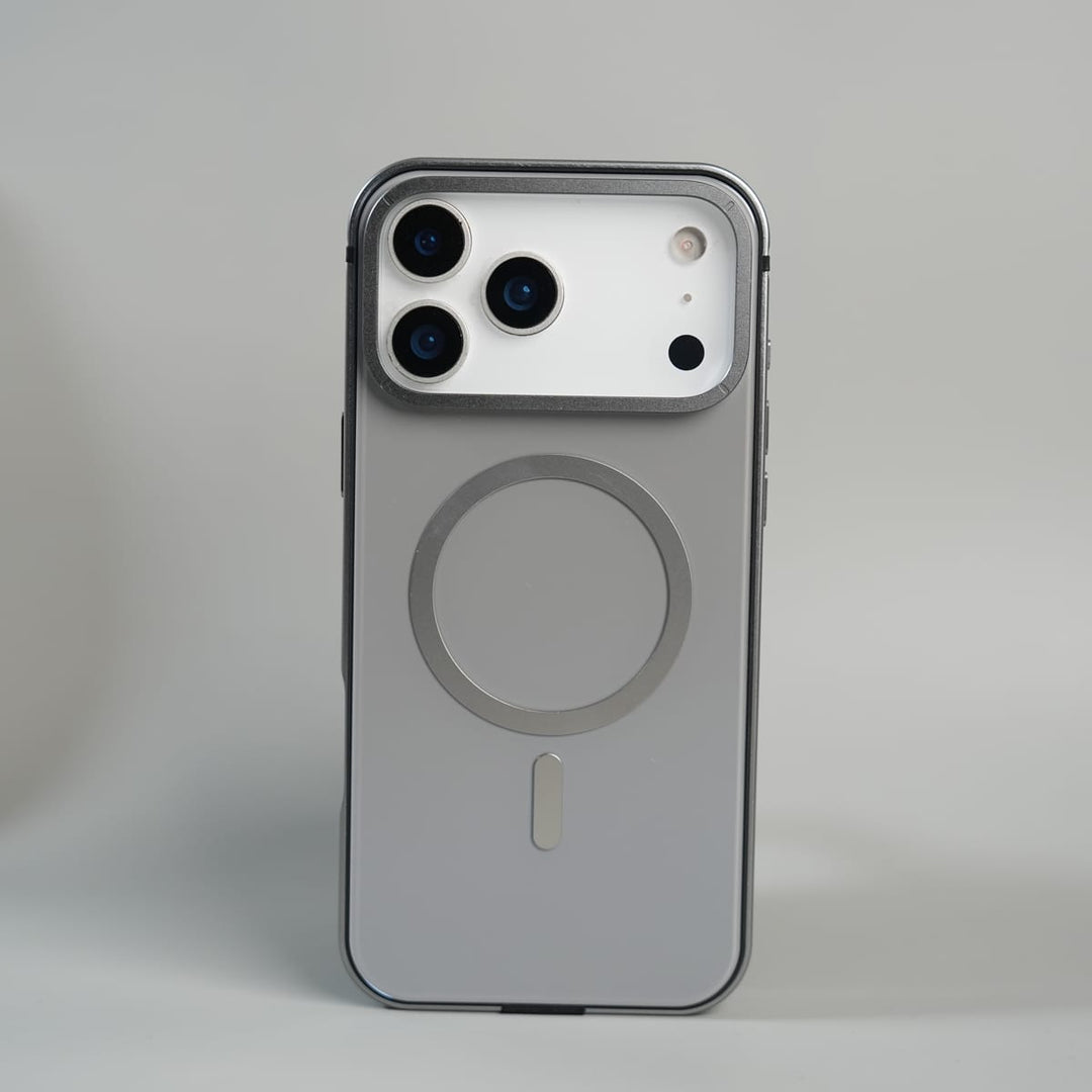 FRATO iPhone 17 Series 17 Pro Max / Gray iPhone 17 Series Premium Glass Back MagSafe Case with Aluminium Side Bumper
