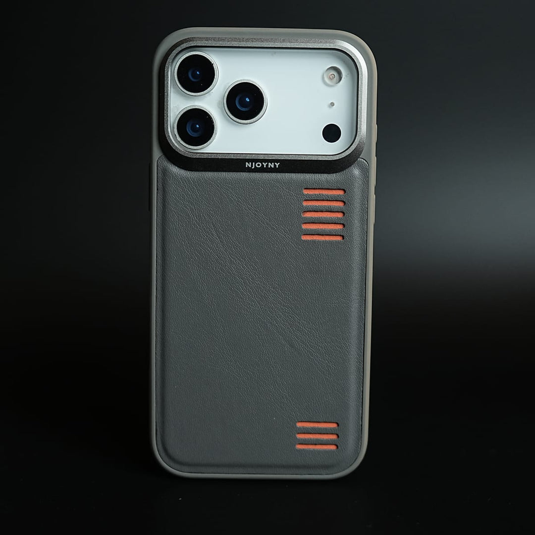 FRATO iPhone 17 Series 17 Pro Max / Gray Premium PU Leather Case for iPhone 17 Series | Metal Camera Frame