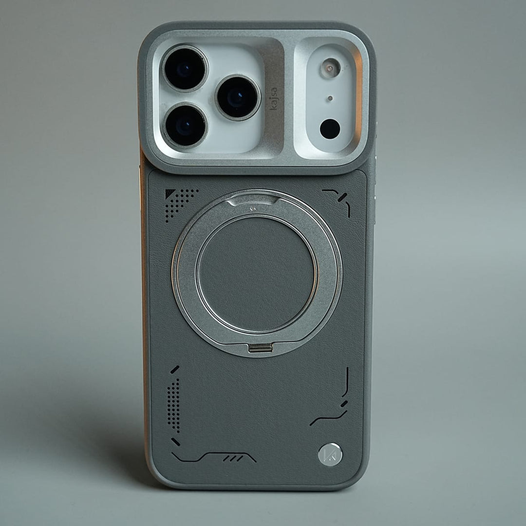 FRATO iPhone 17 Series 17 pro Max / Gray Silver Ring iPhone 17 Series Matrix Leather Pattern Case | Premium Luxury Back Cover with Ring Stand