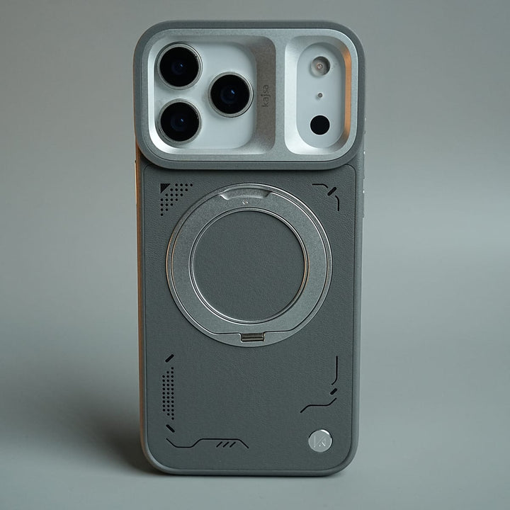 FRATO iPhone 17 Series 17 pro Max / Gray Silver Ring iPhone 17 Series Matrix Leather Pattern Case | Premium Luxury Back Cover with Ring Stand