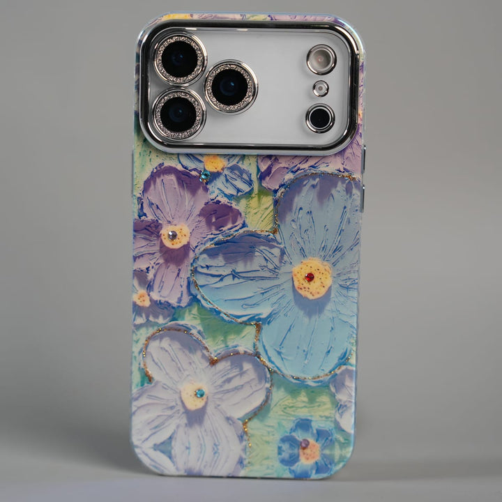 FRATO iPhone 17 Series 17 Pro Max iPhone 17 Series Luxury 3D Oil Painting Floral Design Glitter Lens Protection Stand Cover