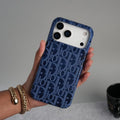 iPhone 17 Series Luxury CD Full PU Leather Designer Case Cover | Blue