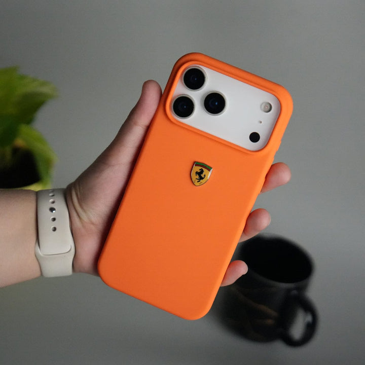 FRATO iPhone 17 Series 17 Pro Max iPhone 17 Series Sports Car Logo Liquid Silicone Case Cover ORANGE