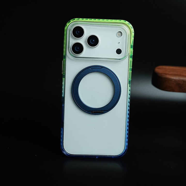 FRATO iPhone 17 Series 17 Pro Max / Light Blue Two-Tone Clear Case for iPhone 17 Series | Rotating Ring Stand