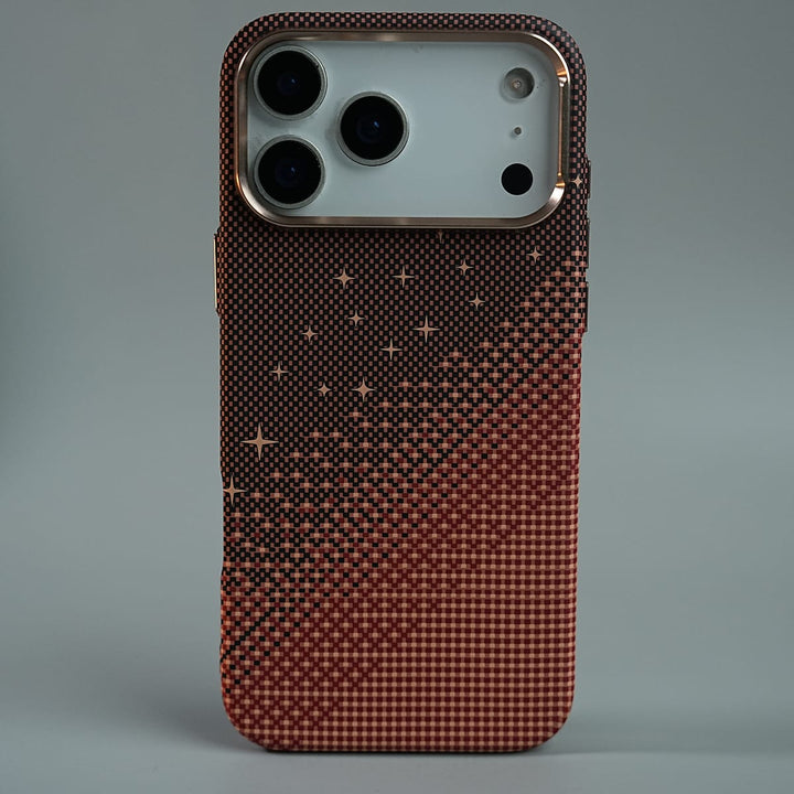 FRATO iPhone 17 Series 17 Pro Max / Maroon iPhone 17 Series Premium Pixel Gradient MagSafe Case with Metal Camera Frame