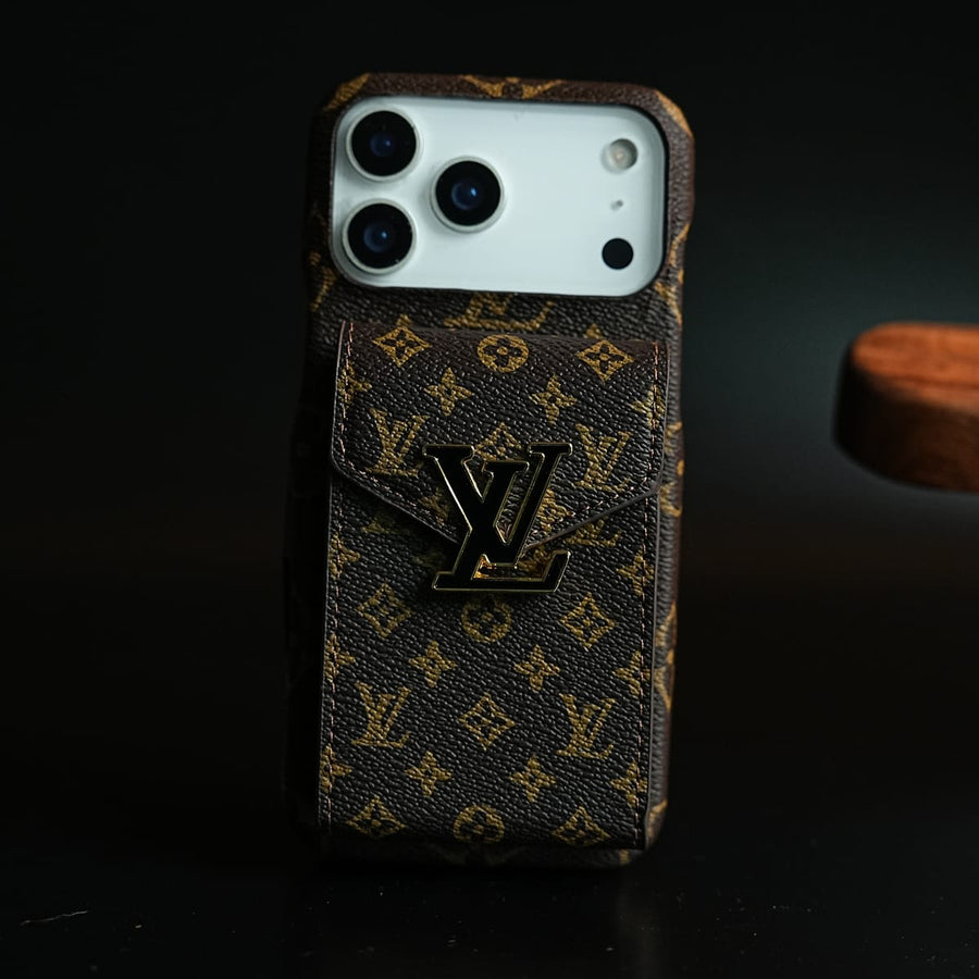 FRATO iPhone 17 Series 17 Pro max Monogram Stitched Wallet Case for iPhone 17 Series | Detachable Crossbody Strap