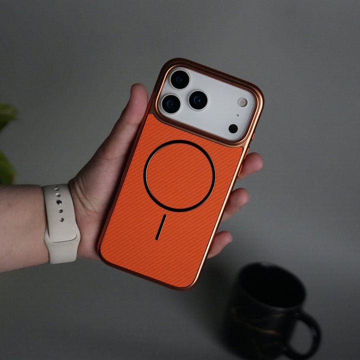 FRATO iPhone 17 Series 17 Pro Max / Orange Carbon iPhone 17 Series Carbon Design Mag Ring Case Slim Protective Cover