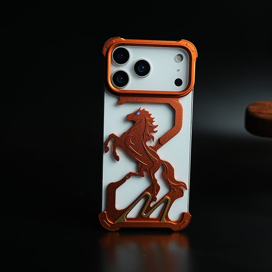 FRATO iPhone 17 Series 17 Pro Max / Orange Horse Design Frameless Cover for iPhone 17 Series Horse | Protective Case