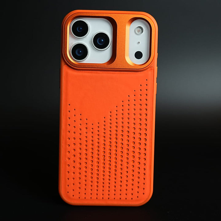 FRATO iPhone 17 Series 17 Pro Max / Orange iPhone 17 Series Premium Dot Design PU Leather MagSafe Case with Metal Camera Frame