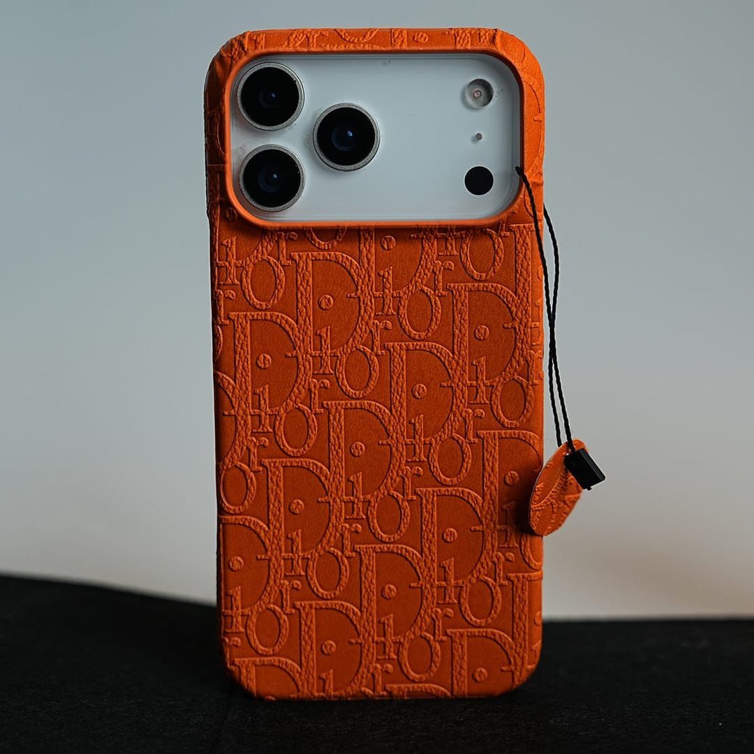 FRATO iPhone 17 Series 17 Pro Max / Orange iPhone 17 Series Premium Embossed PU Leather Designer Pattern Slim Protective Case