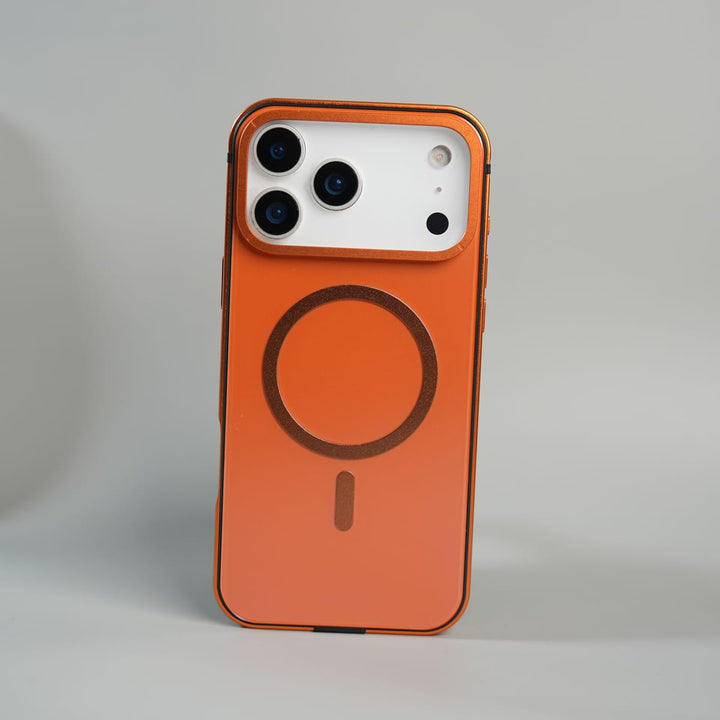 FRATO iPhone 17 Series 17 Pro Max / Orange iPhone 17 Series Premium Glass Back MagSafe Case with Aluminium Side Bumper