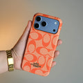 Leather Texture Pattern Case for iPhone 17 Series | Gold-Tone Logo Slim Cover