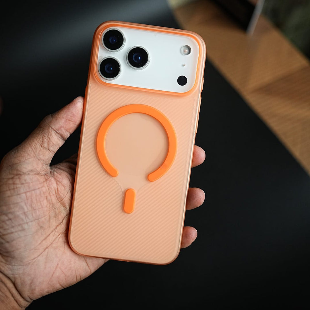 FRATO iPhone 17 Series 17 Pro Max / Orange Paper Thin Frosted Magnetic Case for iPhone 17 Series | Lightweight Translucent Cover