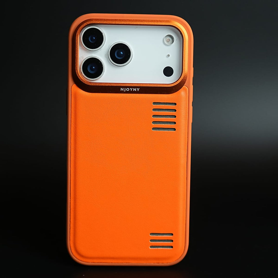FRATO iPhone 17 Series 17 Pro Max / Orange Premium PU Leather Case for iPhone 17 Series | Metal Camera Frame