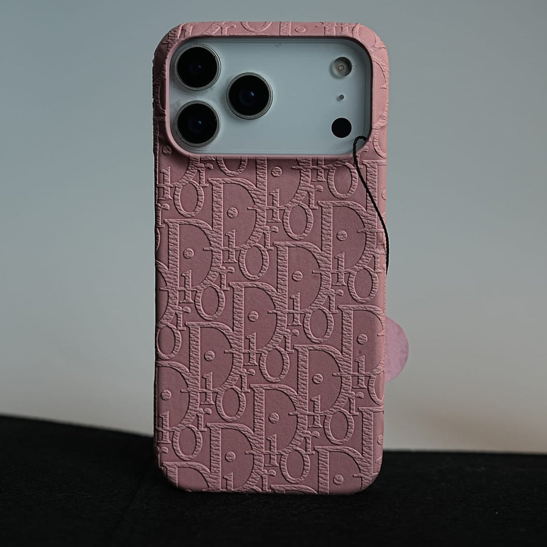 FRATO iPhone 17 Series 17 Pro Max / Pink iPhone 17 Series Premium Embossed PU Leather Designer Pattern Slim Protective Case