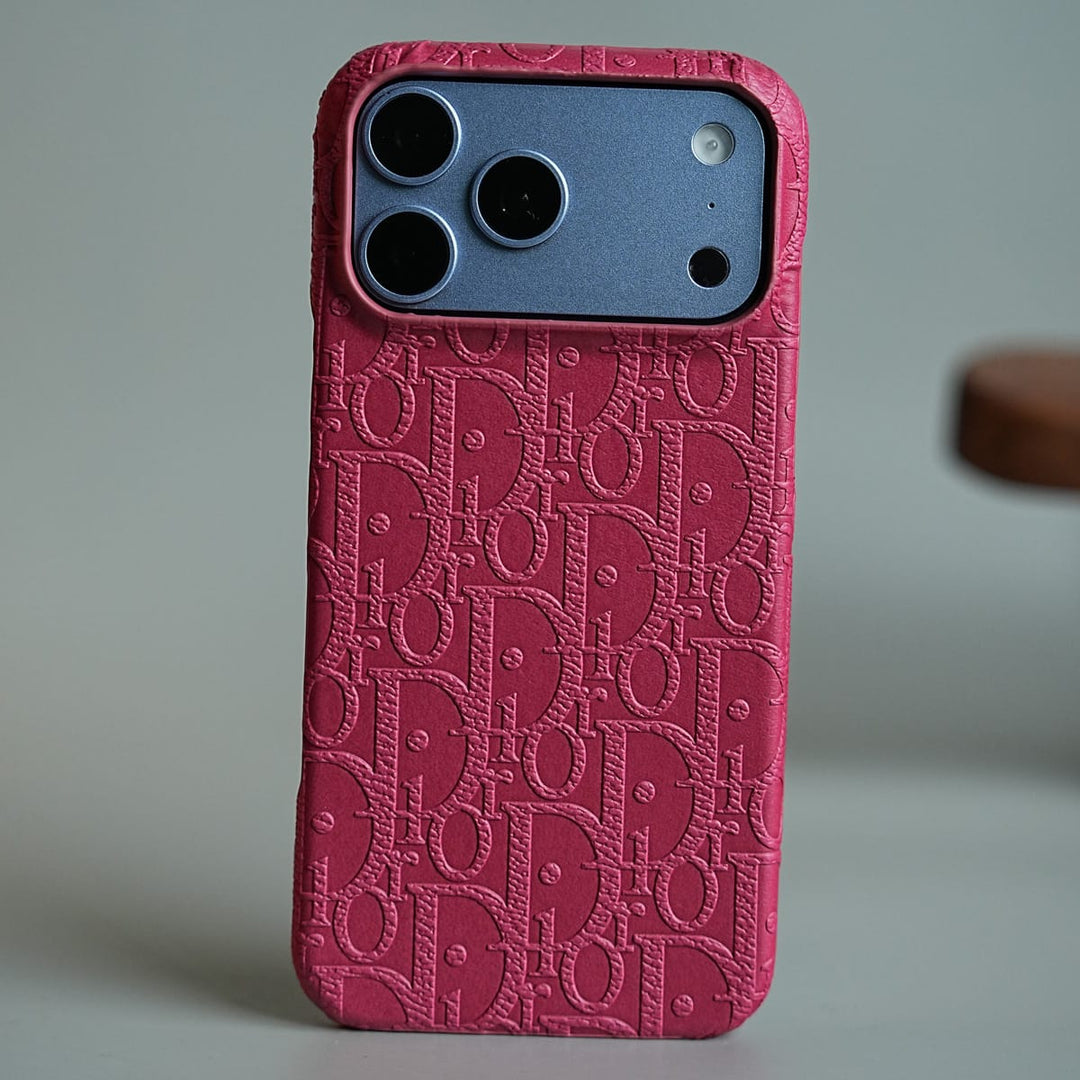 FRATO iPhone 17 Series 17 Pro Max / Pink Luxury Monogram Case for iPhone 17 Series | PU Leather Designer Cover