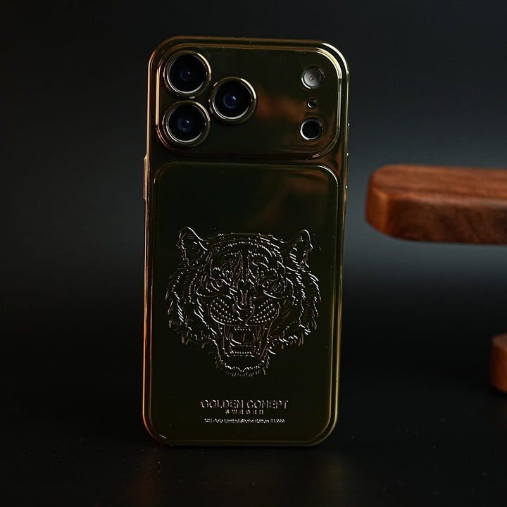 FRATO iPhone 17 Series 17 Pro Max Premium Gold Shine Tiger Face for iPhone 17 Series | Protective Case