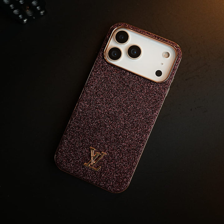 FRATO iPhone 17 Series 17 Pro Max / Purple Luxury Glitter Case with 3D Metal Emblem for iPhone 17 Series | Premium Sparkle Finish