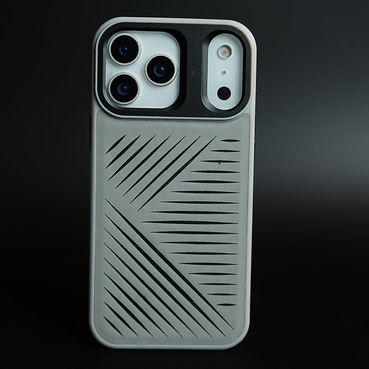 FRATO iPhone 17 Series 17 pro Max / Siilver iPhone 17 Series Premium PU Leather Cut Pattern MagSafe Case with Metal Camera Frame
