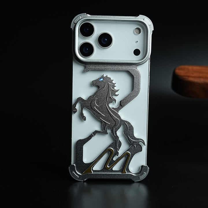 FRATO iPhone 17 Series 17 Pro Max / Silver Horse Design Frameless Cover for iPhone 17 Series Horse | Protective Case