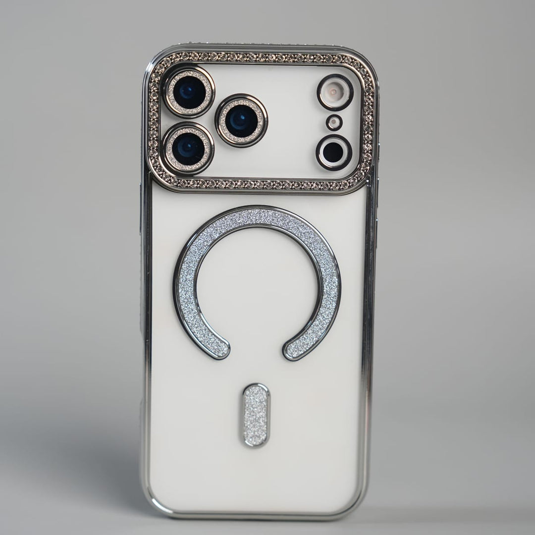 FRATO iPhone 17 Series 17 Pro Max / Silver iPhone 17 Series Luxury Crystal MagSafe Case with Rhinestone Camera Frame