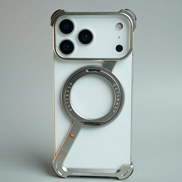 FRATO iPhone 17 Series 17 Pro Max / Silver iPhone 17 Series Z Shape Aluminum Metal Rotating Kickstand Frameless Design