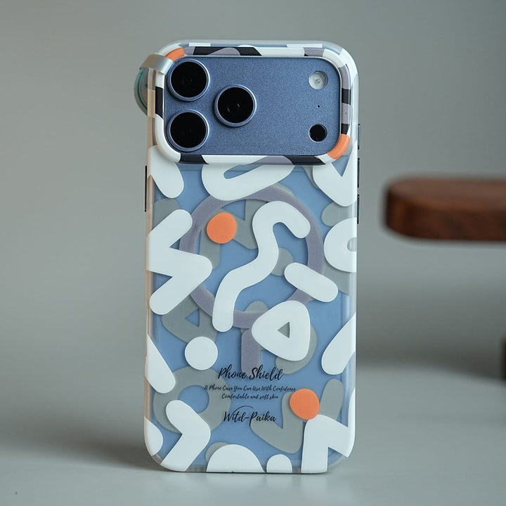 FRATO iPhone 17 Series 17 Pro Max / White Geometric Graffiti Case for iPhone 17 Series | Shockproof Magnetic Cover