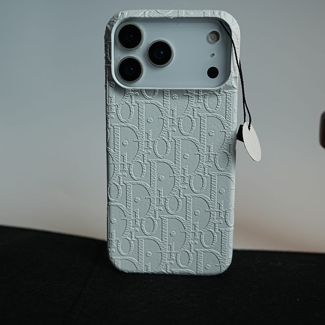 FRATO iPhone 17 Series 17 Pro Max / White iPhone 17 Series Premium Embossed PU Leather Designer Pattern Slim Protective Case
