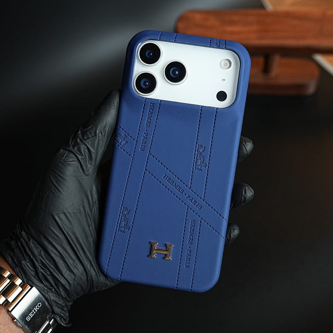 FRATO iPhone 17 Series 17 Pro Premium H-Style PU Leather Case for iPhone 17 Series | Luxury Designer-Inspired Protective Cover| Blue