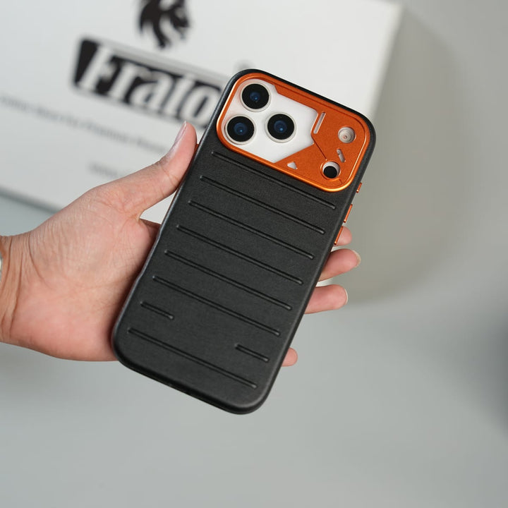 FRATO iPhone 17 Series !7 pro Max / Black iPhone 17 Series Premium PU Leather MagSafe Case | Metal Camera Frame Protective Cover