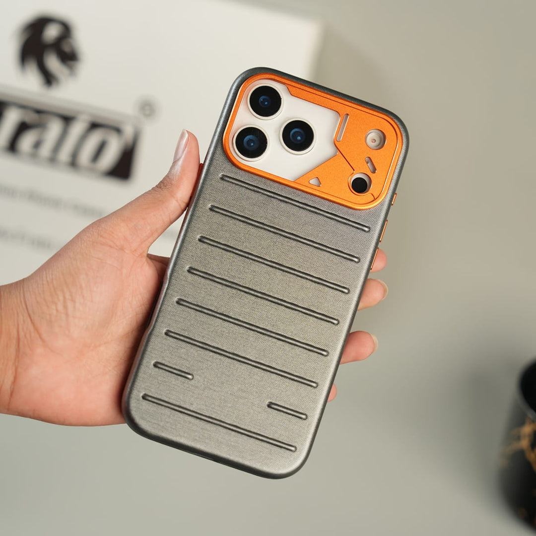 FRATO iPhone 17 Series !7 pro Max / Gray iPhone 17 Series Premium PU Leather MagSafe Case | Metal Camera Frame Protective Cover