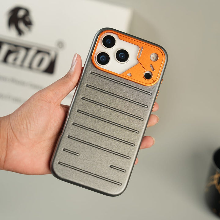 FRATO iPhone 17 Series !7 pro Max / Gray iPhone 17 Series Premium PU Leather MagSafe Case | Metal Camera Frame Protective Cover