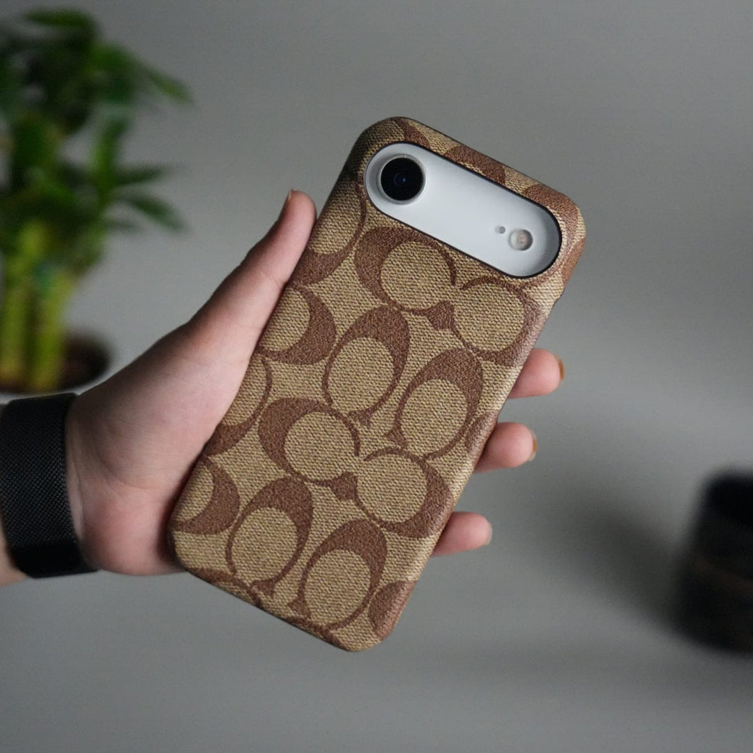 FRATO iPhone 17 Series Beige iPhone 17 Air Luxury CC Brand PU Leather Design Case Cover