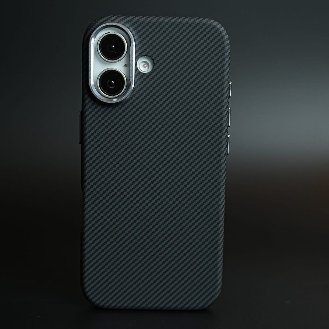 FRATO iPhone 17 Series Black Carbon Armid Designer MagSafe Case for 17 with Metal Camera Protection