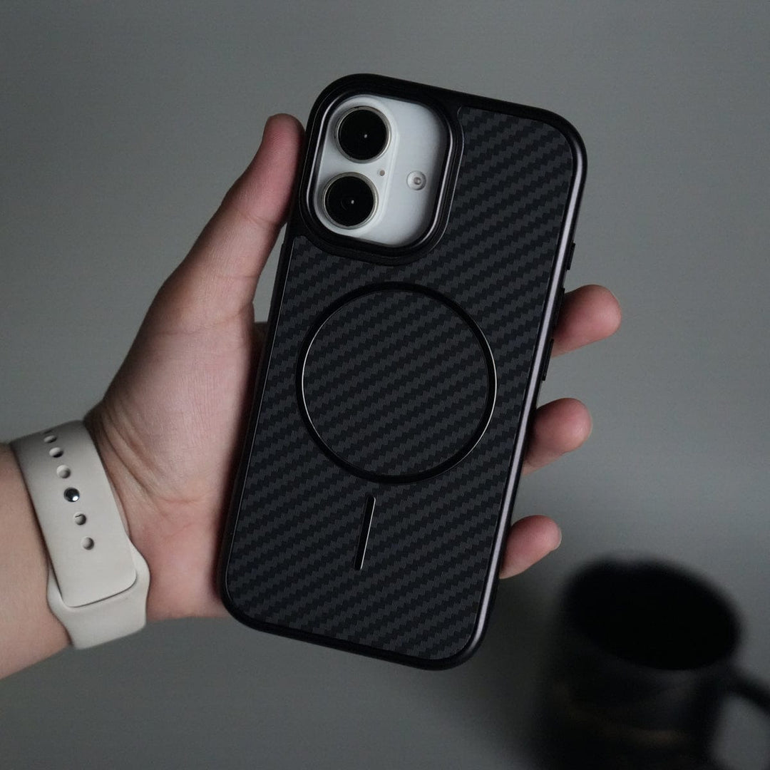 FRATO iPhone 17 Series Black Carbon iPhone 17 Carbon Design Mag Ring Case Slim Protective Cover
