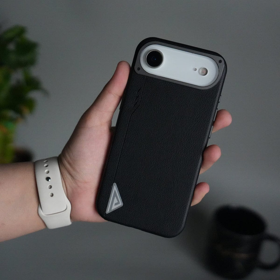 FRATO iPhone 17 Series Black iPhone 17 Air Leather Texture MagSafe PVC NUIU Case With Metal Camera Bump
