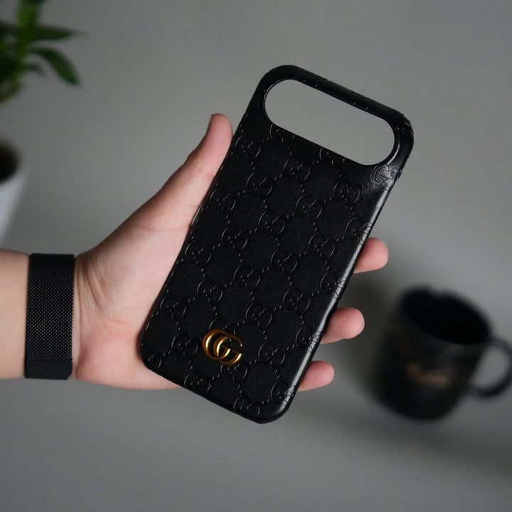 FRATO iPhone 17 Series Black iPhone 17 Air Luxury GG Fashion Leather Brand Case Cover