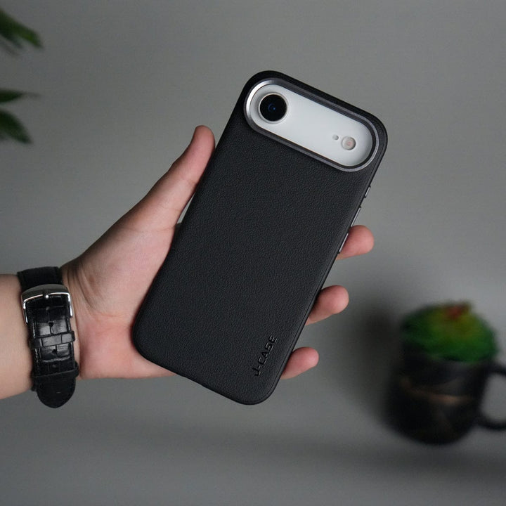 FRATO iPhone 17 Series Black iPhone 17 Air Luxury Leather Matte Case | Slim Protective Metal Frame Back Cover