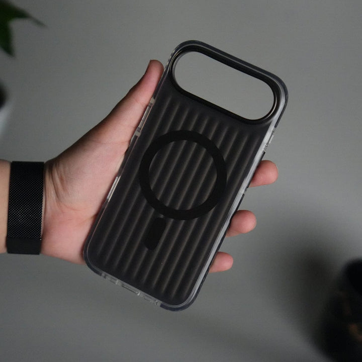 FRATO iPhone 17 Series Black iPhone 17 Air MagSafe Suitcase Design Cover | Shockproof Ribbed Back Cover