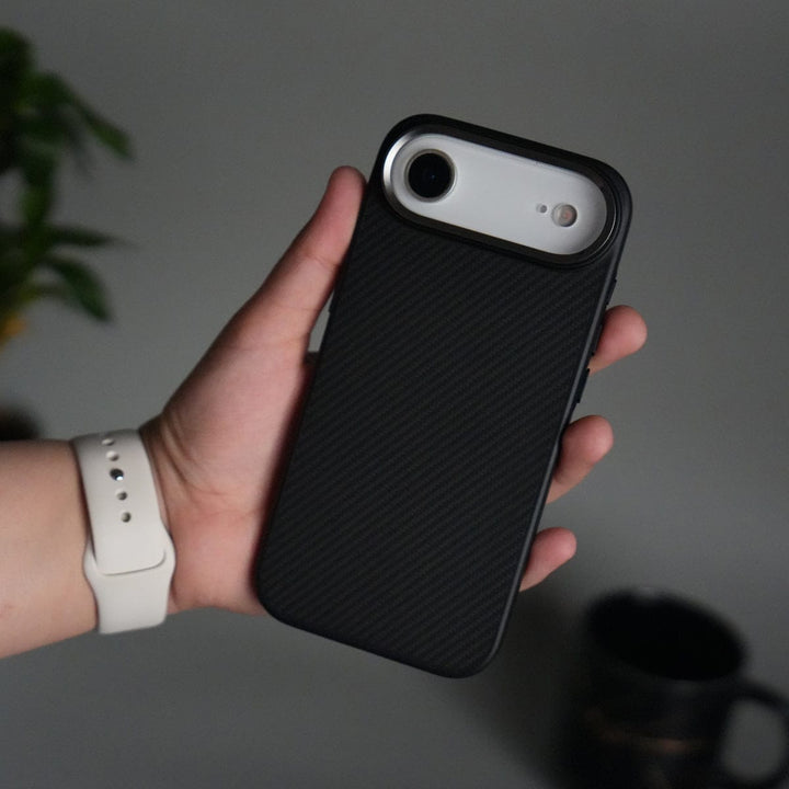 FRATO iPhone 17 Series Black iPhone 17 Air Metal Camera Ring Carbon Fiber Design MagSafe Cover
