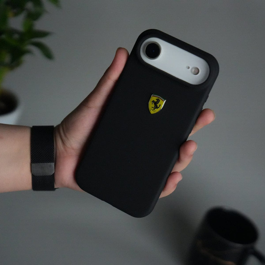 FRATO iPhone 17 Series Black iPhone 17 Air Sports Car Logo Liquid Silicone Case Cover