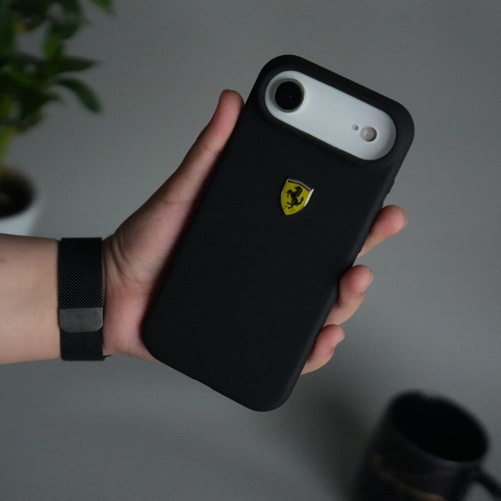 FRATO iPhone 17 Series Black iPhone 17 Air Sports Car Logo Liquid Silicone Case Cover