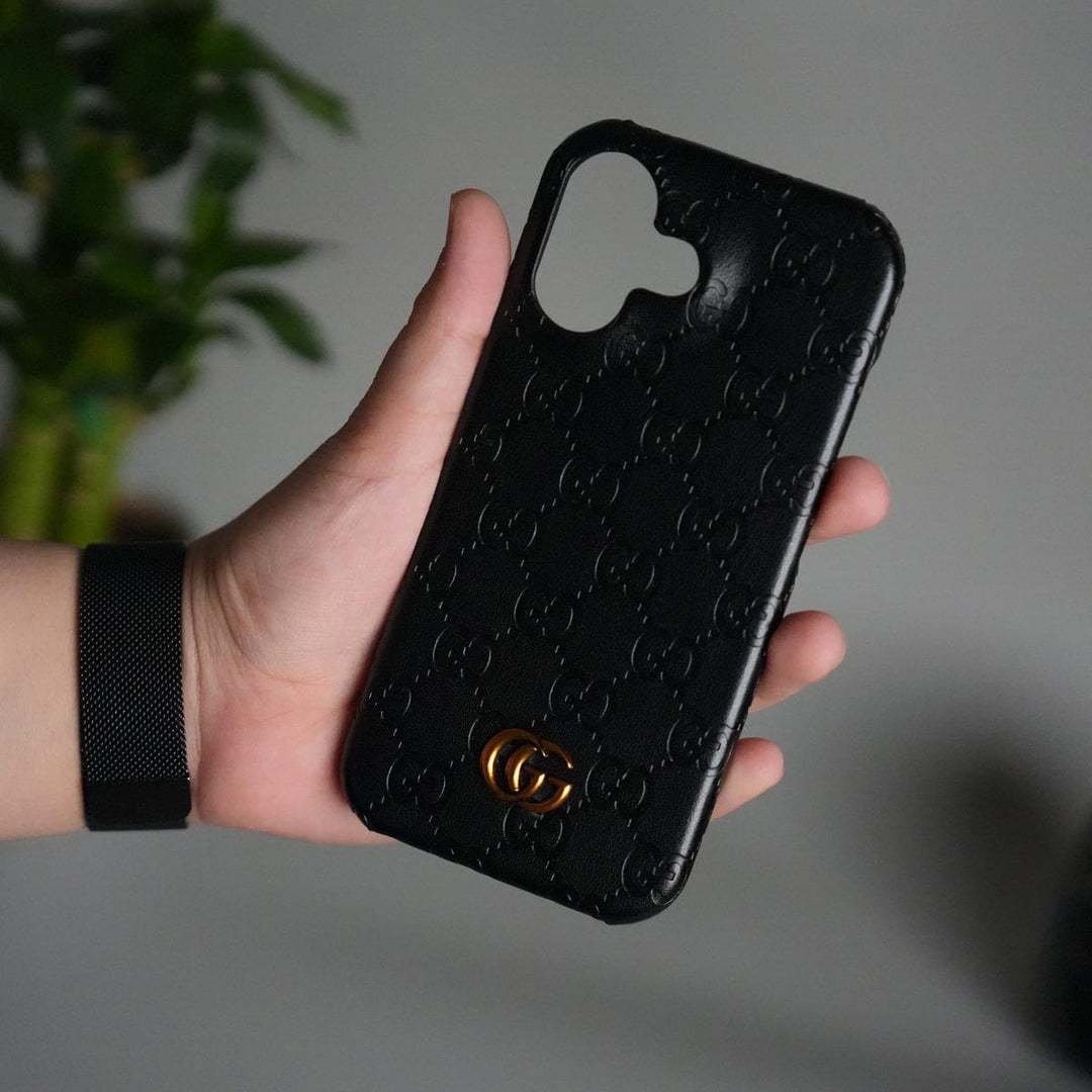 FRATO iPhone 17 Series Black iPhone 17 Luxury GG Fashion Leather Brand Case Cover