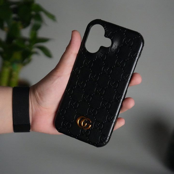 FRATO iPhone 17 Series Black iPhone 17 Luxury GG Fashion Leather Brand Case Cover