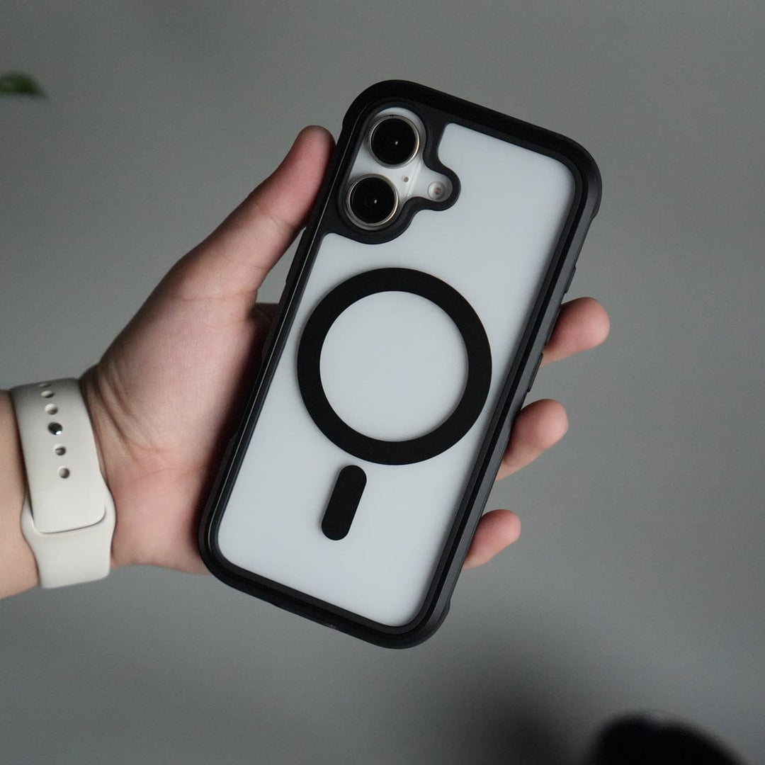 FRATO iPhone 17 Series Black iPhone 17 Military Grade Durable Aluminum Frame MagSafe Case | Anti-Yellowing Technology Case